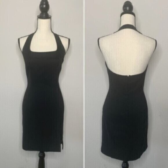 Cache Vintage Black Halter Neck Open Back Mini Dress - Picture 13 of 13